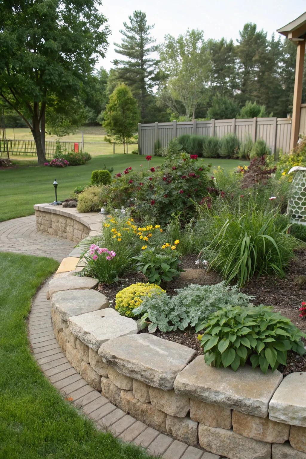 Defining boundaries and adding elegance with stone edging.