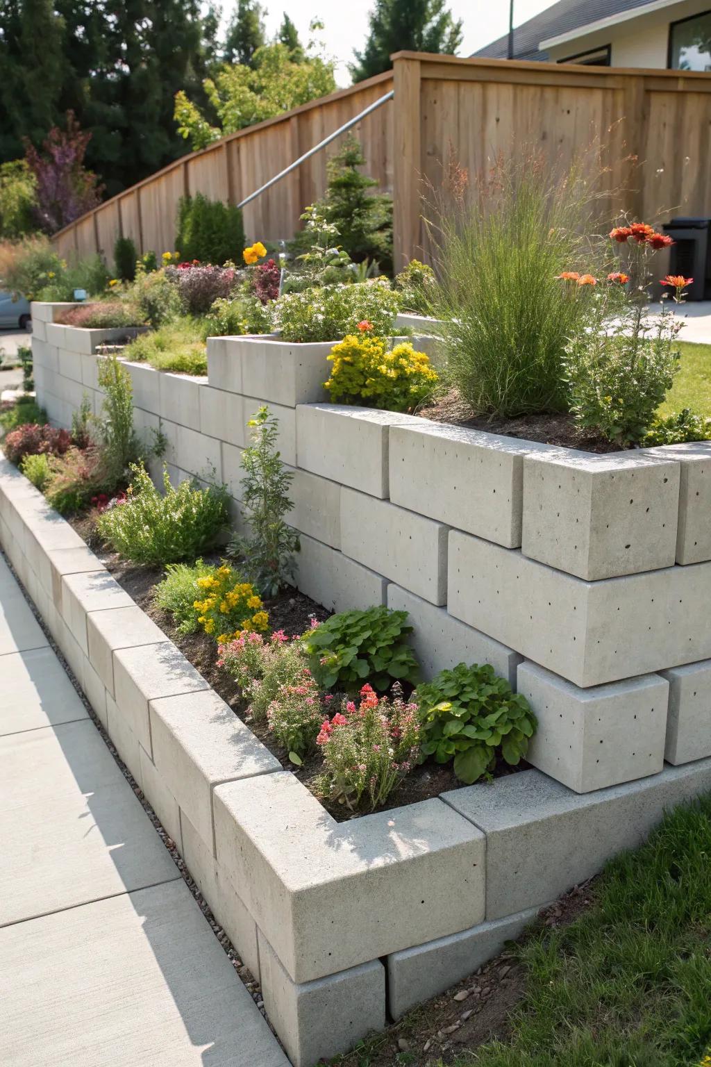 Hardened clay bricks provide a stylish, strong choice for raised garden beds.
