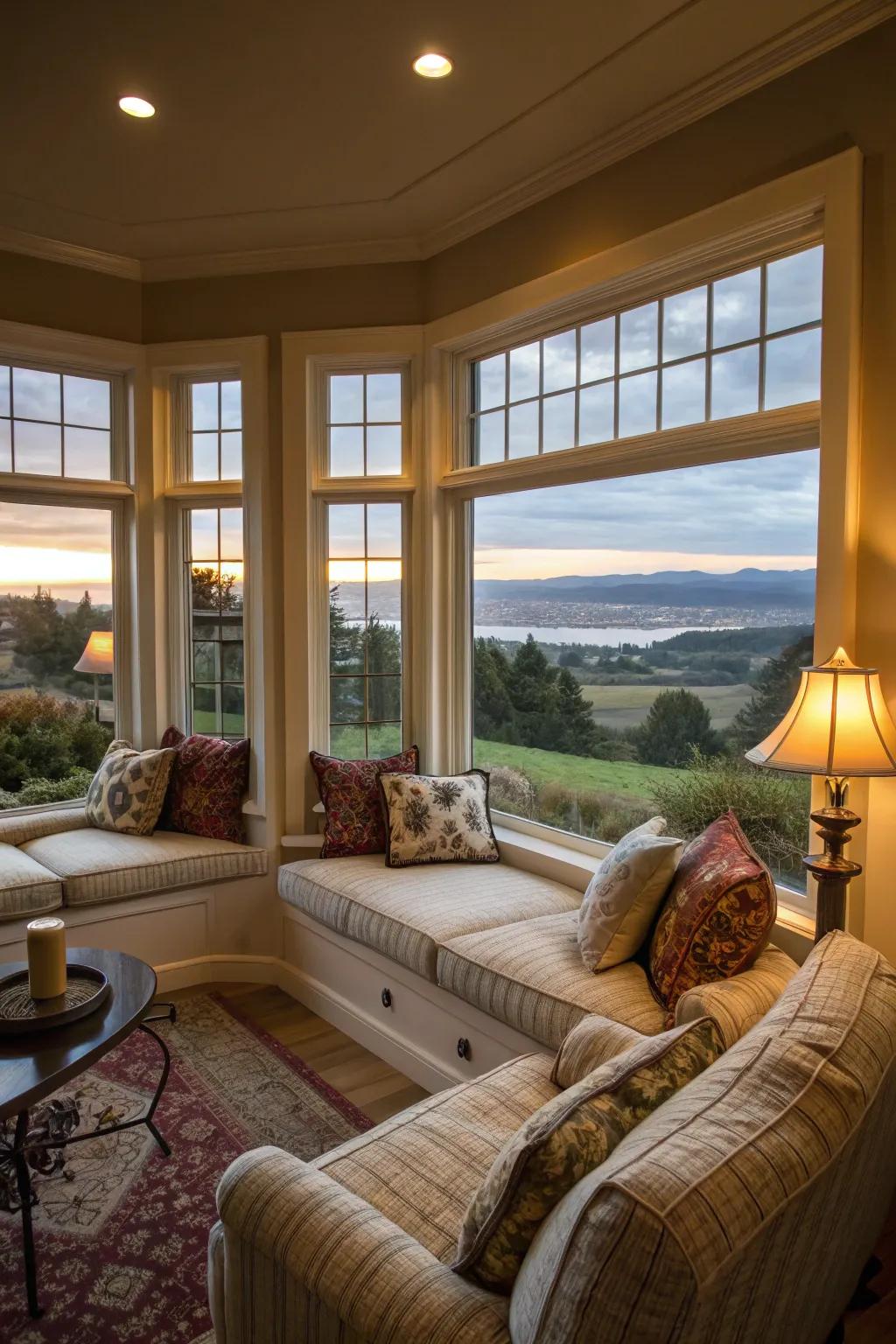 A delightful bay window area, serving as a tranquil place for relaxation.