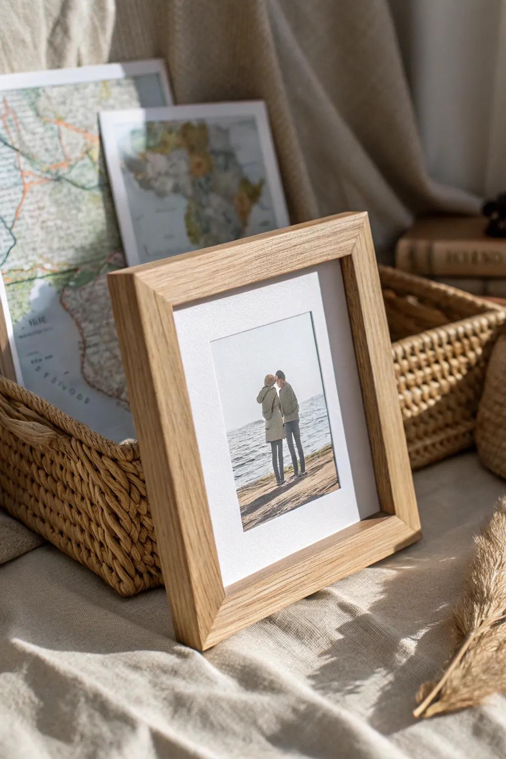 Make a sincere Father's Day gift with a personalized photo frame, blending Scandinavian simplicity with boho charm.