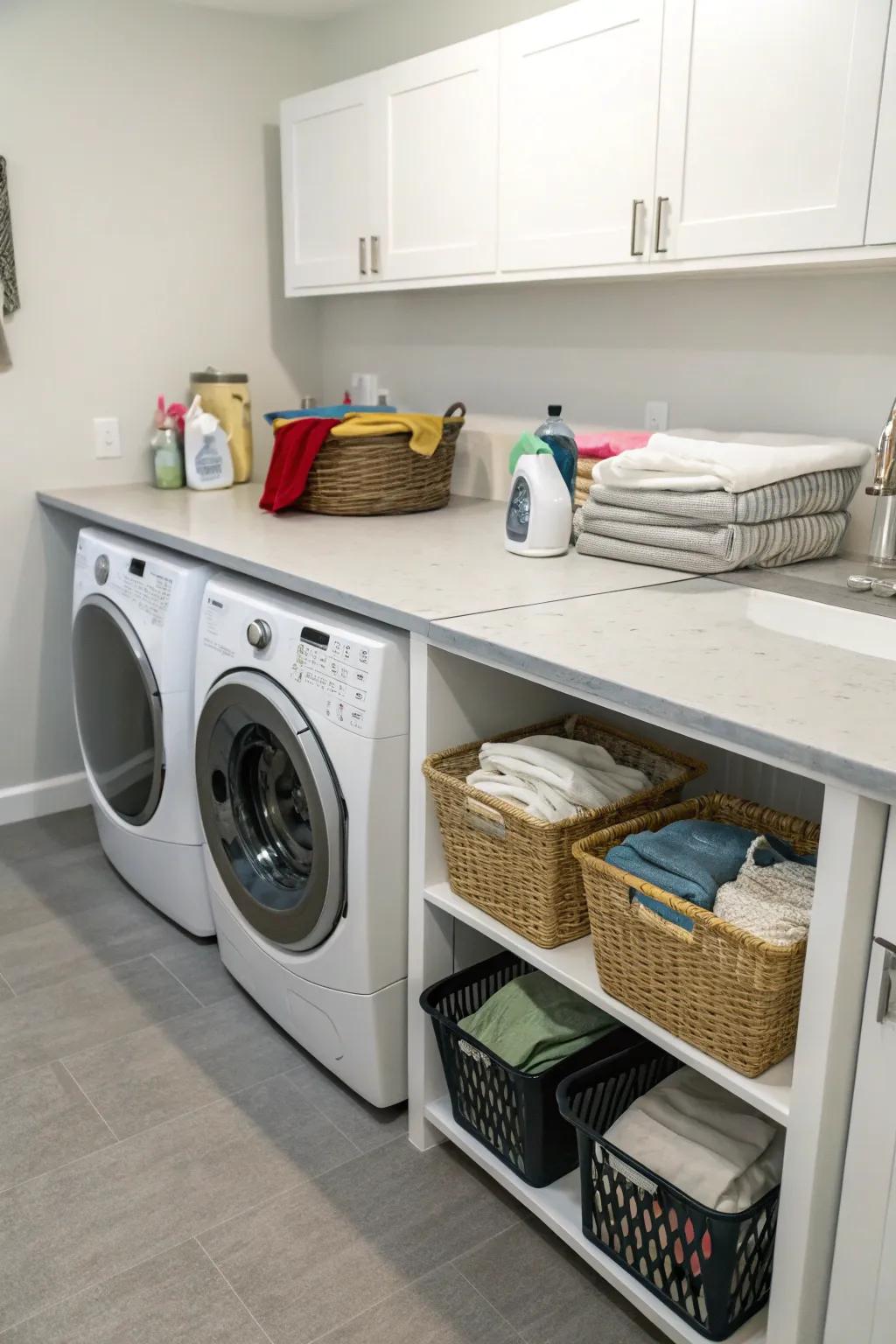 Having a specific folding area makes laundry tasks easier.