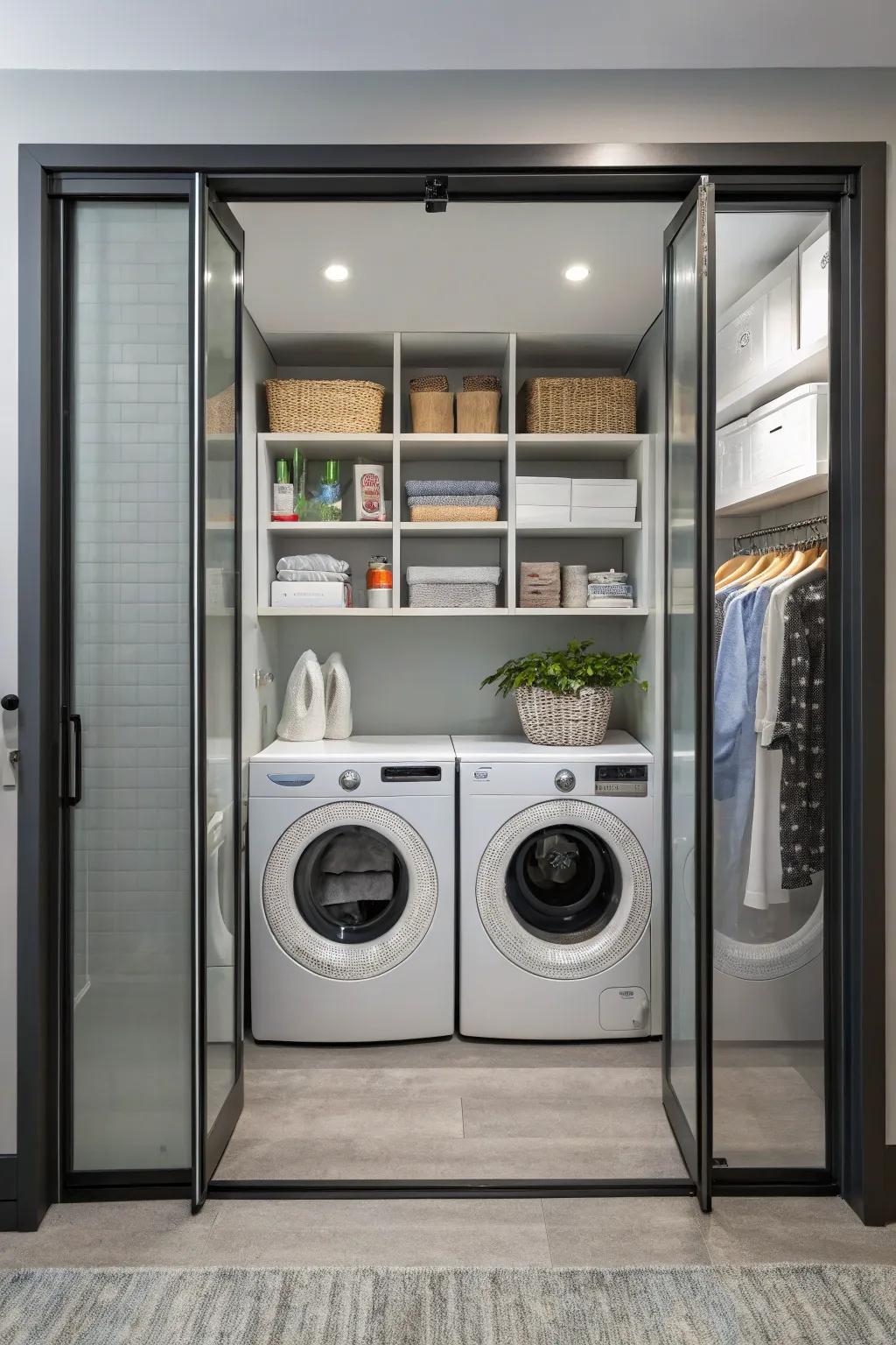 Bi-fold doors are an efficient solution for small laundry areas.