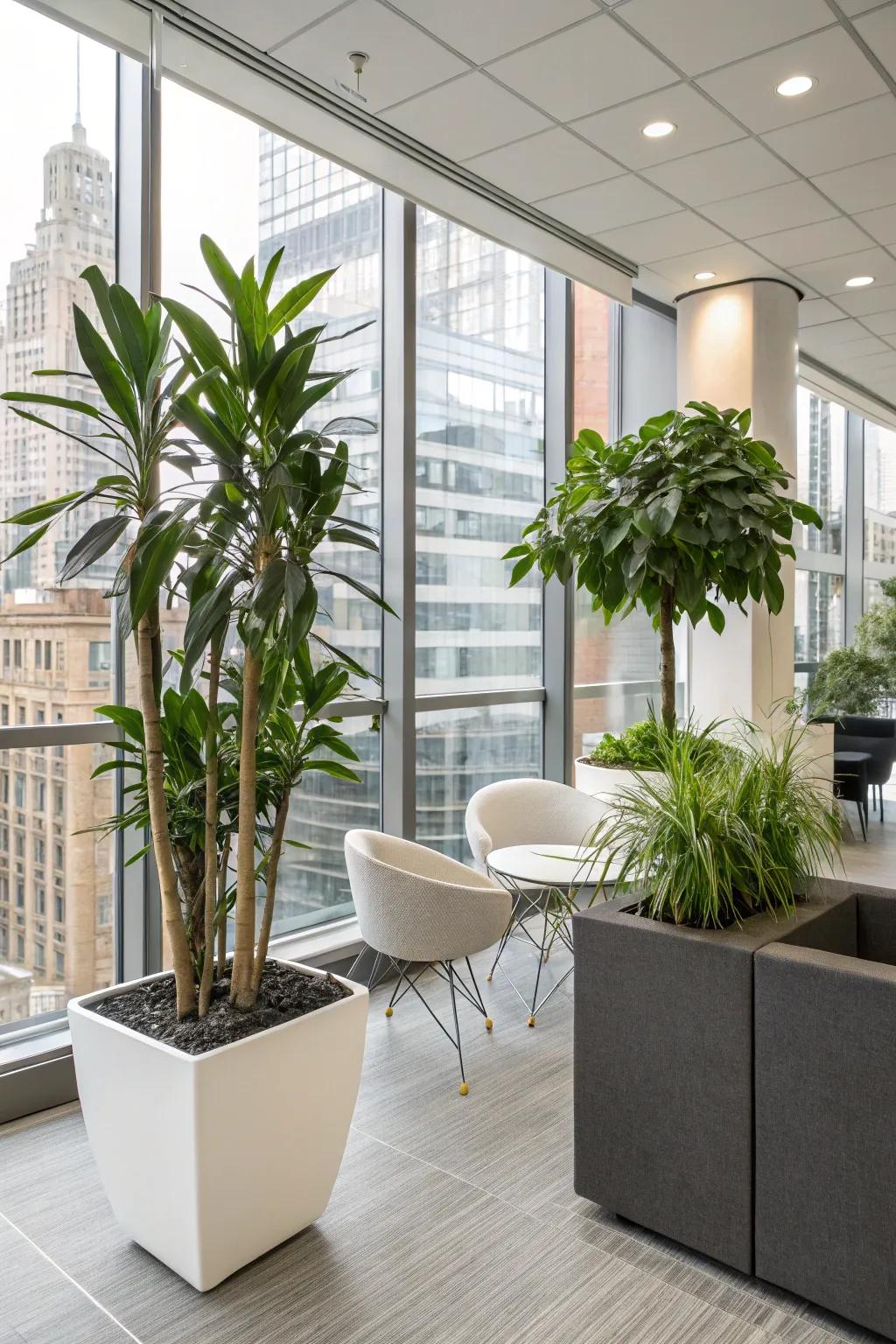 Plants introduce a revitalizing element to any law office.