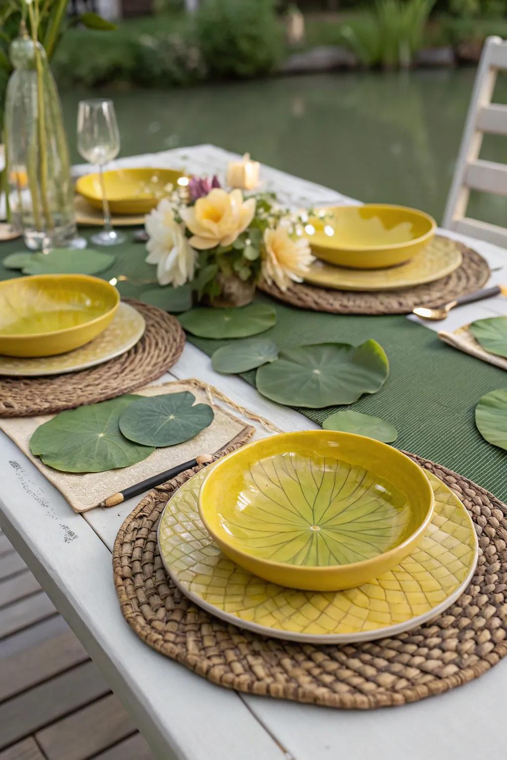 Handmade water lily dining mats bring a piece of nature to your Leap Year feast.