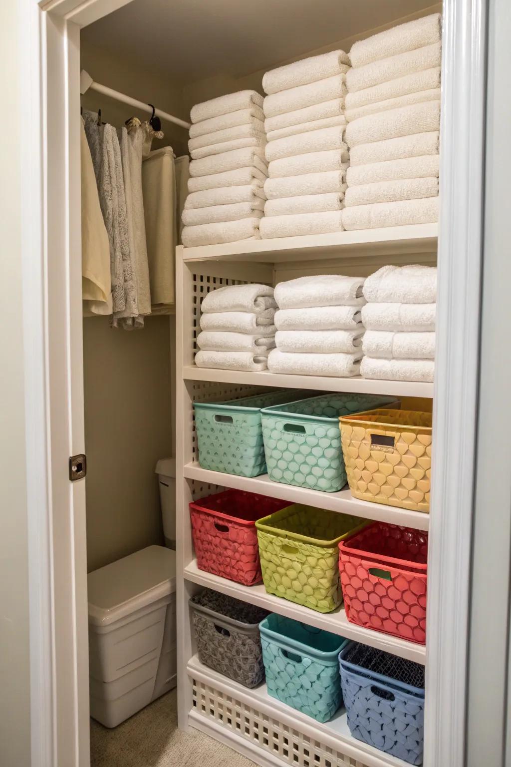 Adaptable shelving offers versatility for changing storage needs.