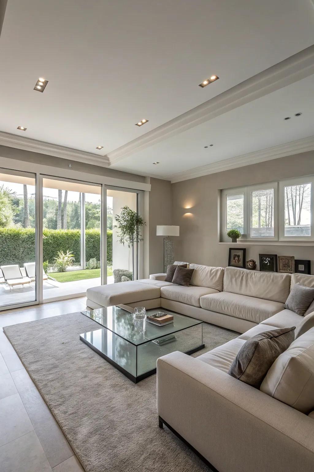 A contemporary living room featuring clean lines and minimalist decor.