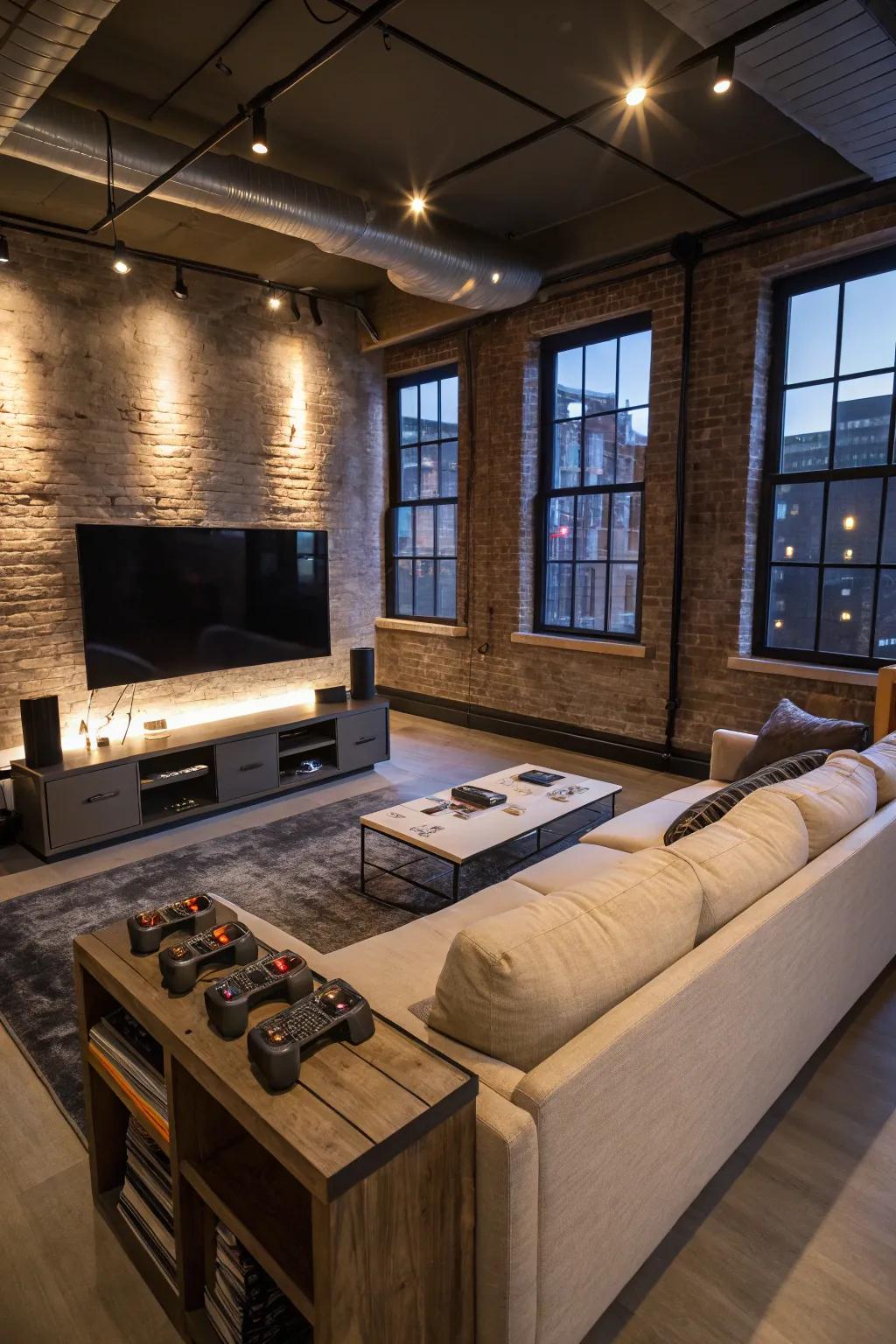 A relaxing media spot is ideal for enjoying both movie viewing and intense gaming sessions.