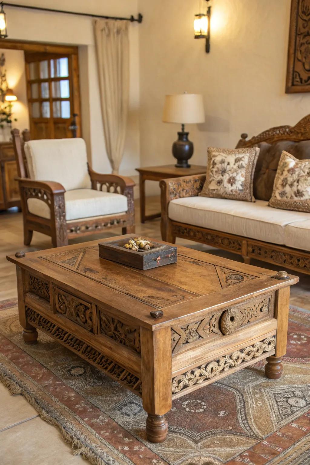 Rustic wooden furniture infuses any space with Western charm.