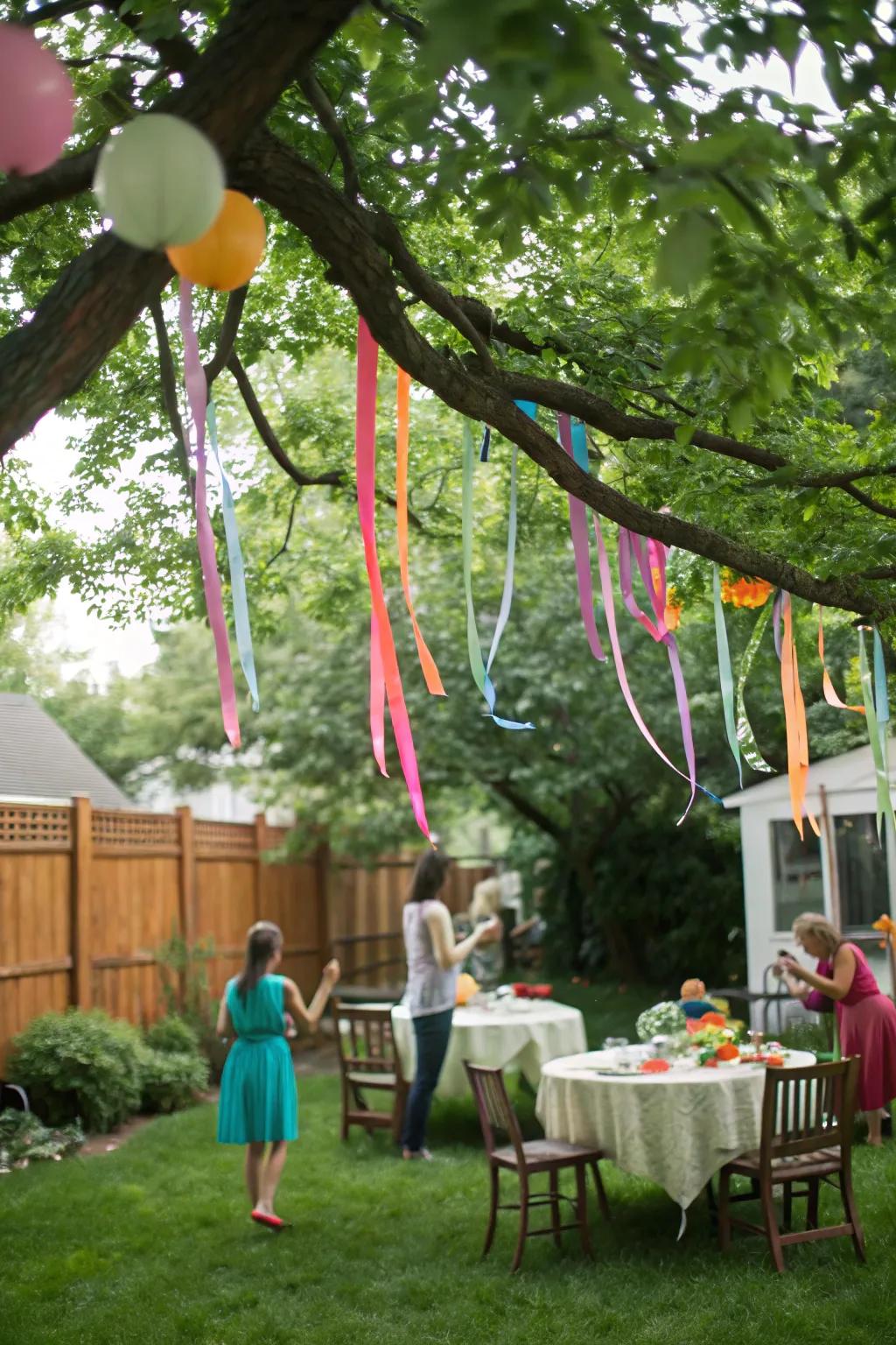 Streamers bring a playful elegance to any outdoor celebration.