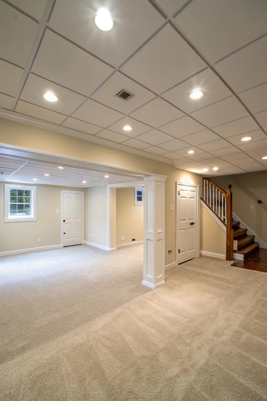 Recessed lights are an elegant way to efficiently brighten your basement.
