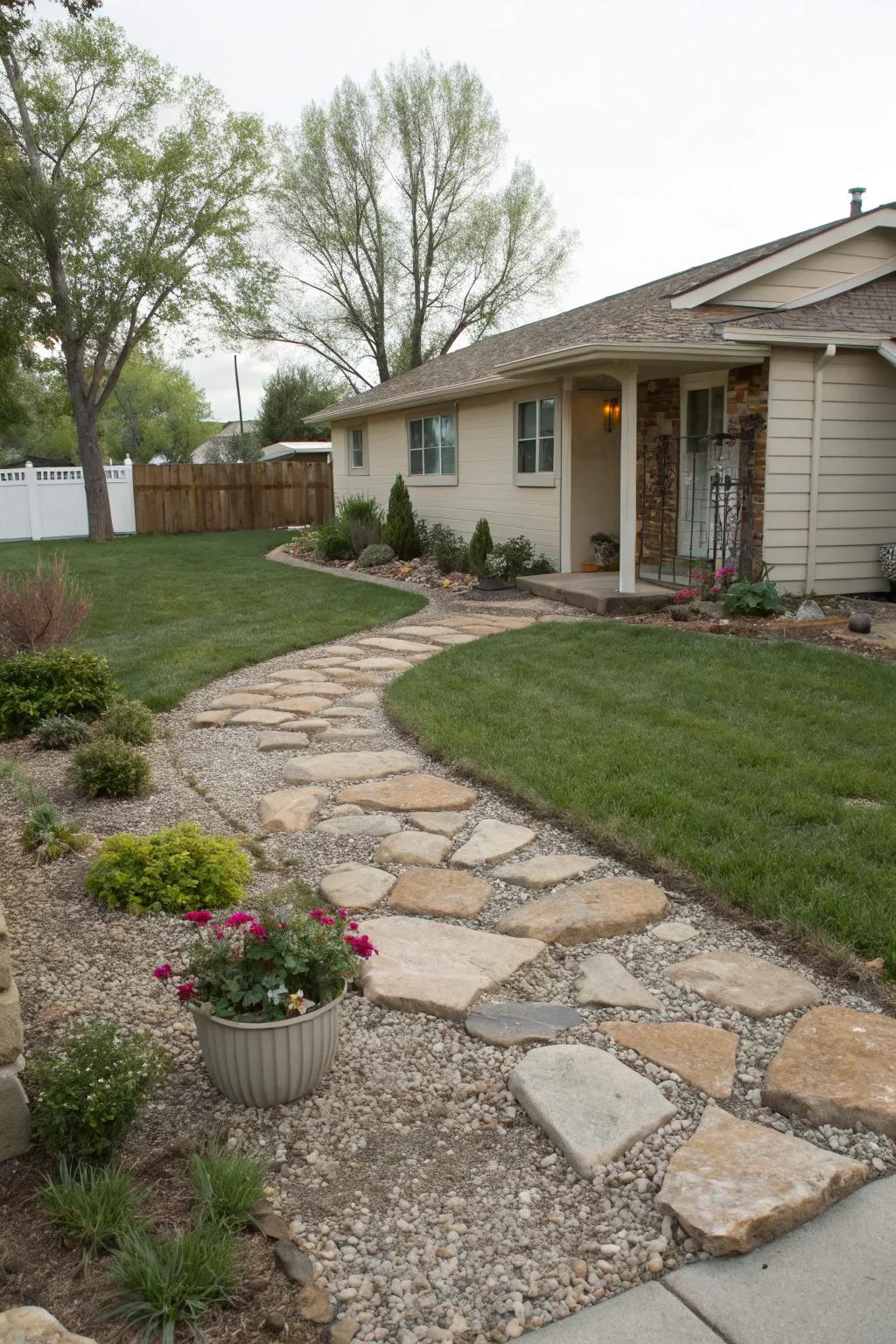 A rock landscape delivering a streamlined and low-maintenance alternative to grass.