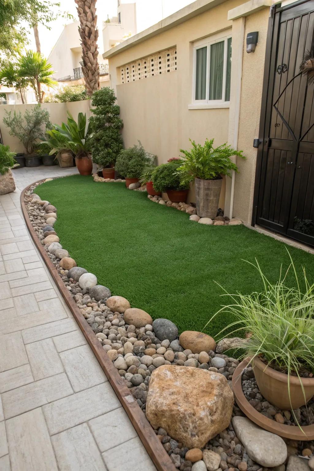 Synthetic turf offers a rich and easy-to-maintain lawn substitute.