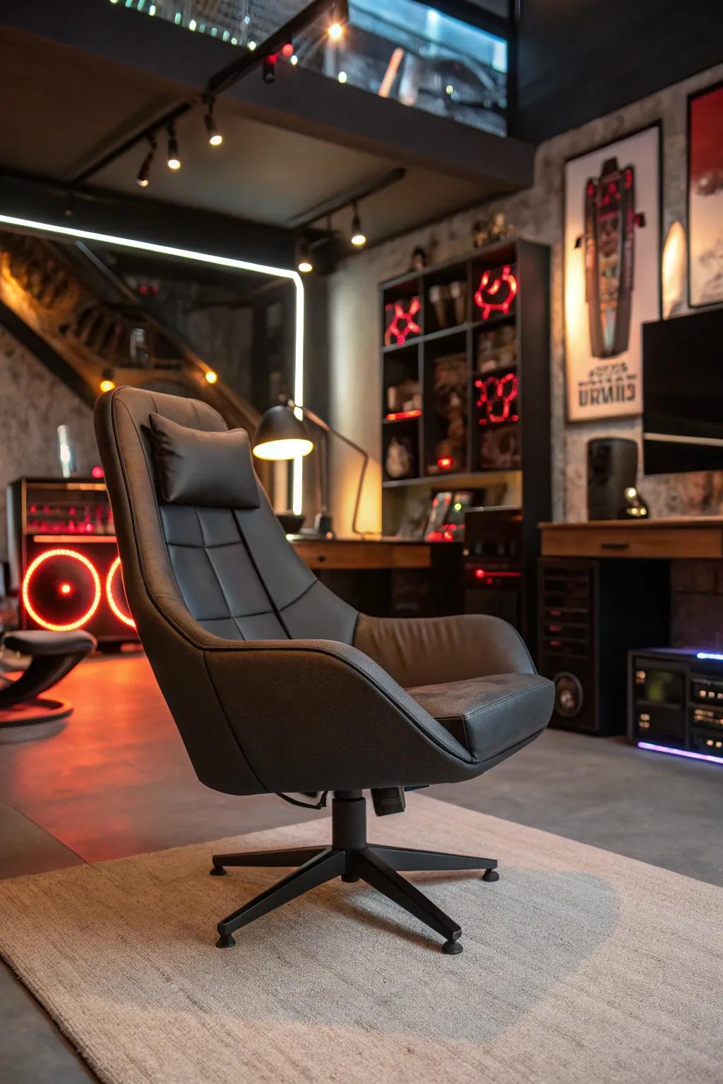 Embrace contemporary style with a modern swivel chair.