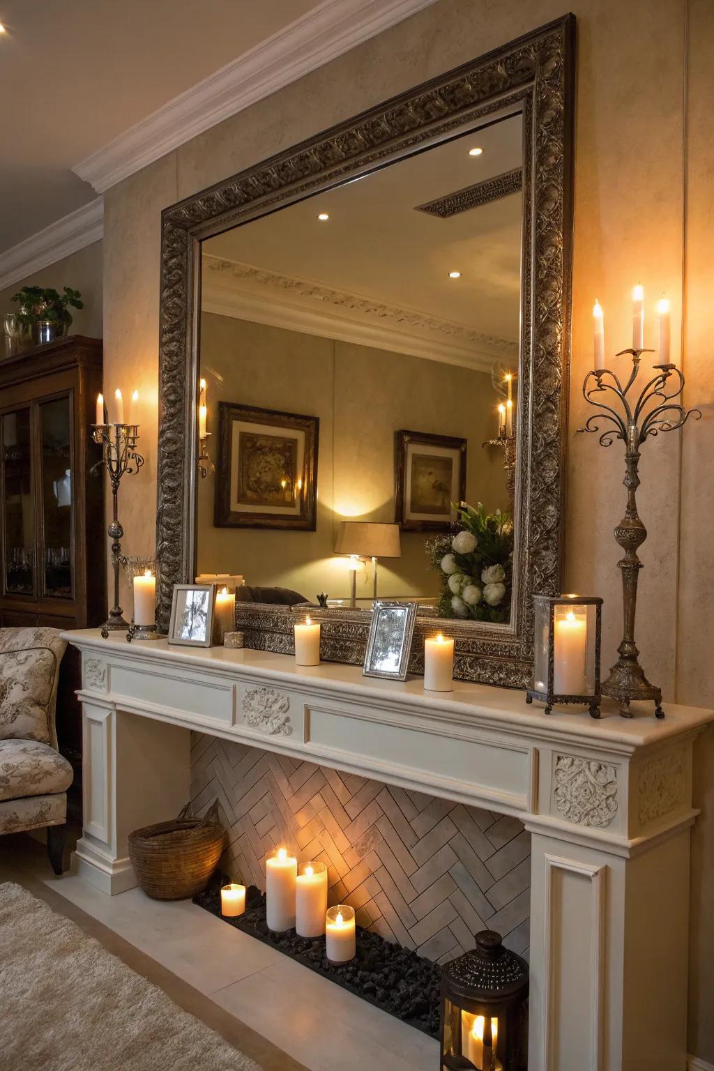 Mirrors amplify the sense of space.