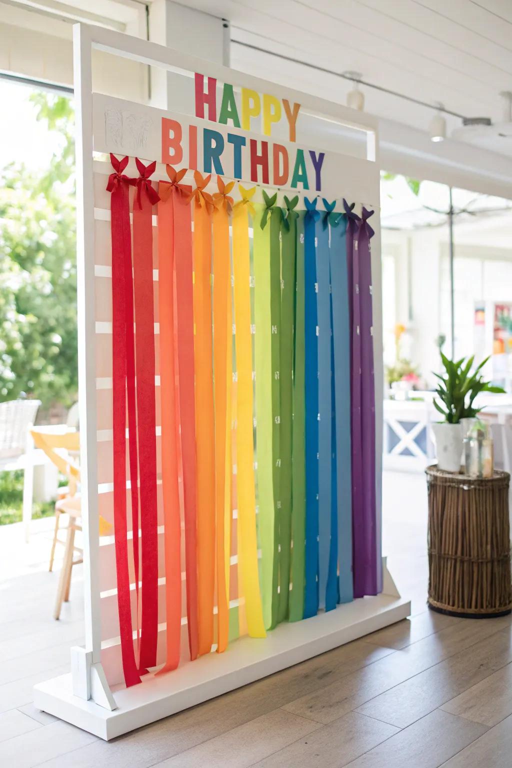 A rainbow-themed birthday board, designed to add a splash of color to your March celebrations.