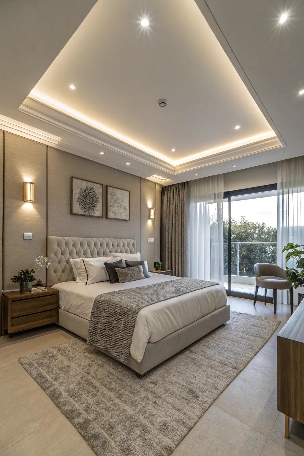 Discreet ceiling illumination for a contemporary, minimalist look.