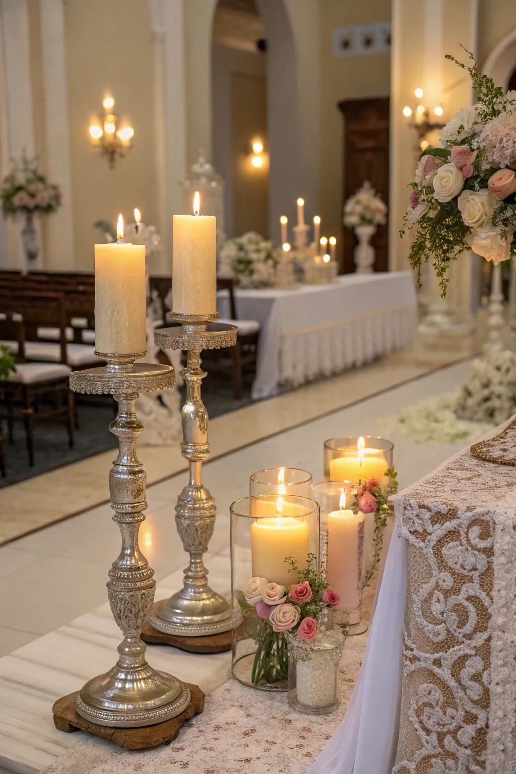 A candlelit setting creating a calm memorial ambiance.