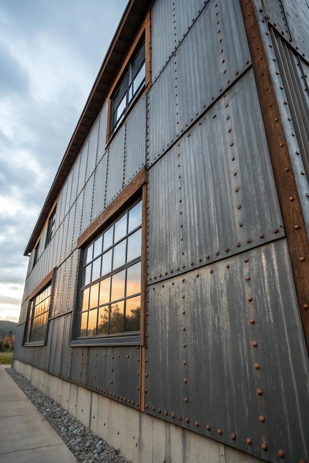 Develop an urban edge using an industrial-style metal facade.