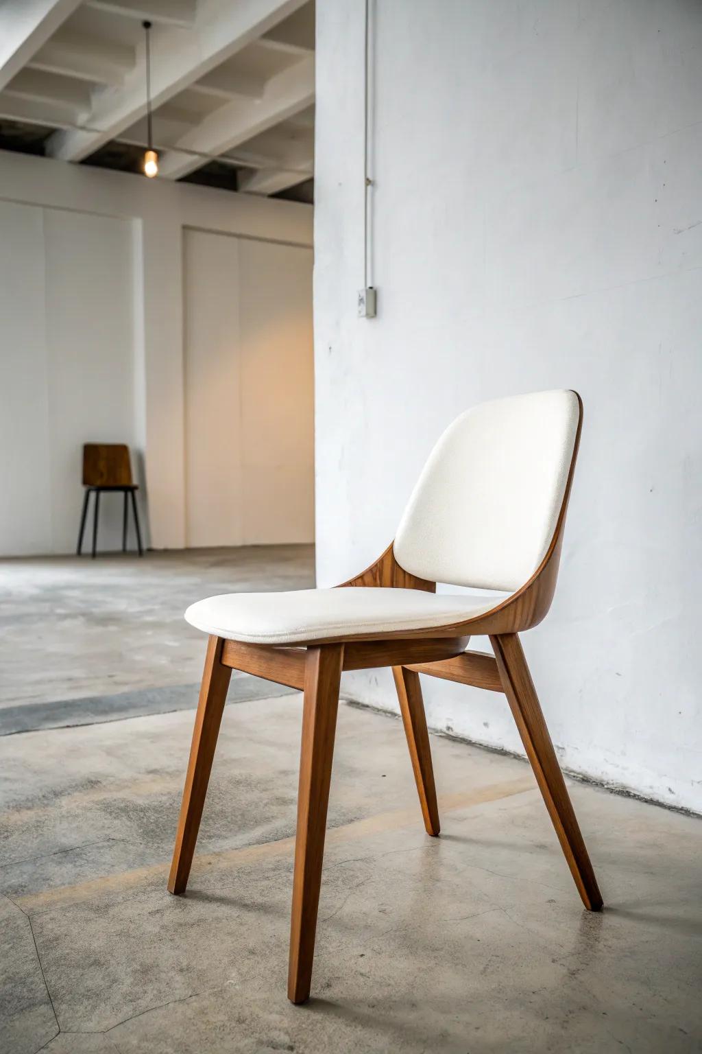 Understated furnishings with sharp outlines enhance a minimalist appeal.