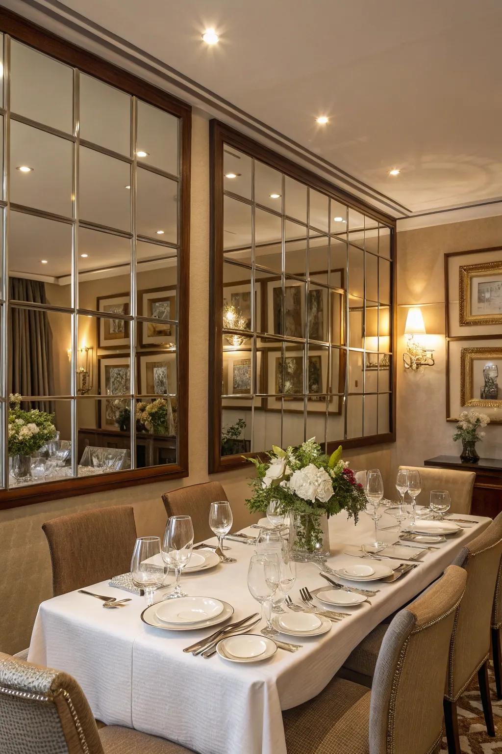 Mirror segments bring elegance and the feeling of extra space to dining spaces.