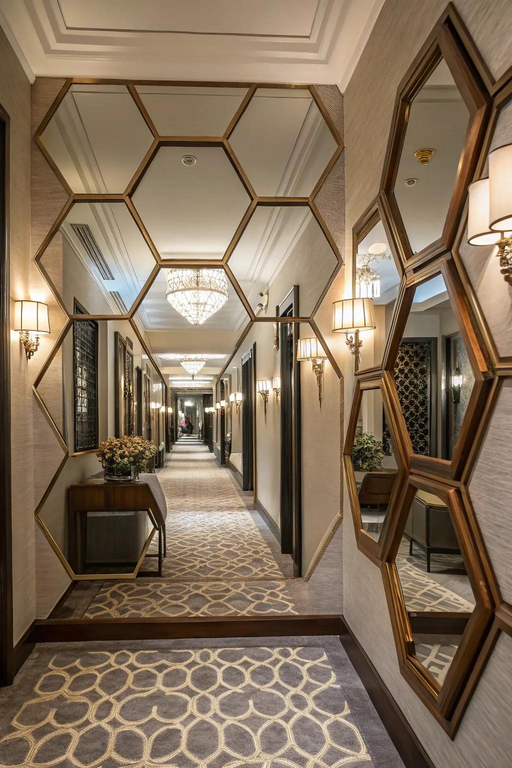 Geometric mirrorscapes inject a modern touch.