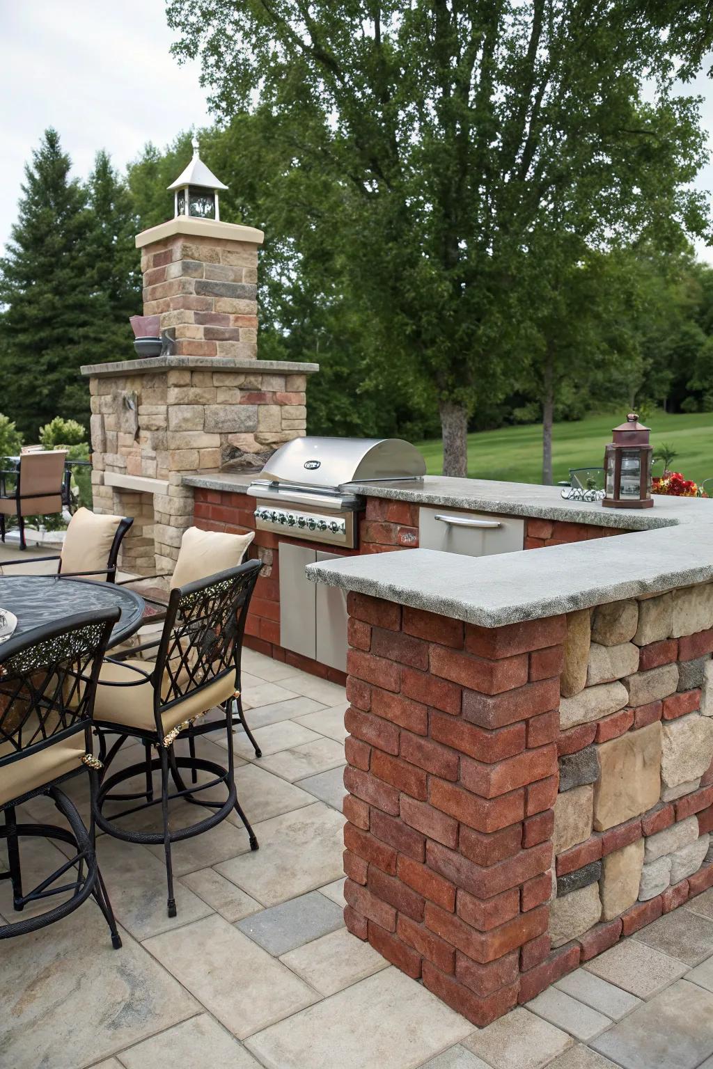 A fusion of stone and brick for an enduring appeal.