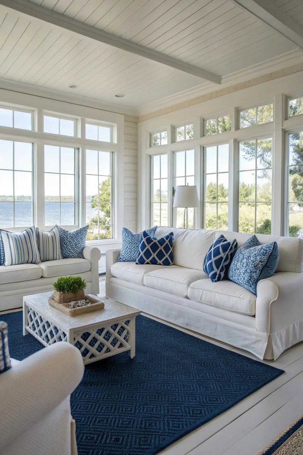 Sea-inspired blues bring peace to the area.