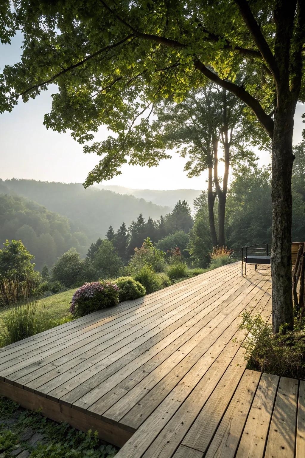 A deck plan that celebrates natural elements for a warm, attractive atmosphere.