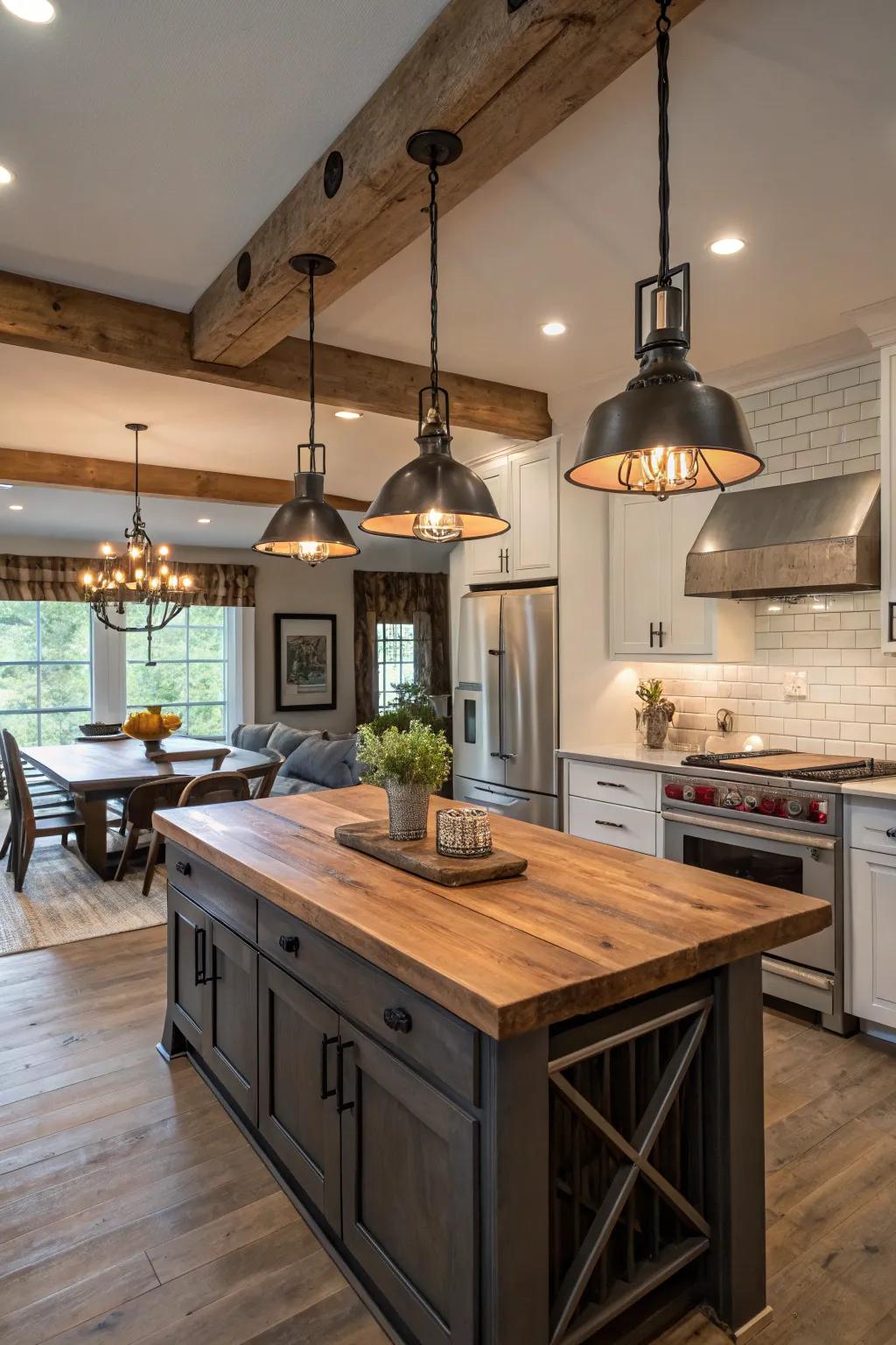 Urban pendant lights introduce a refined, modern accent.
