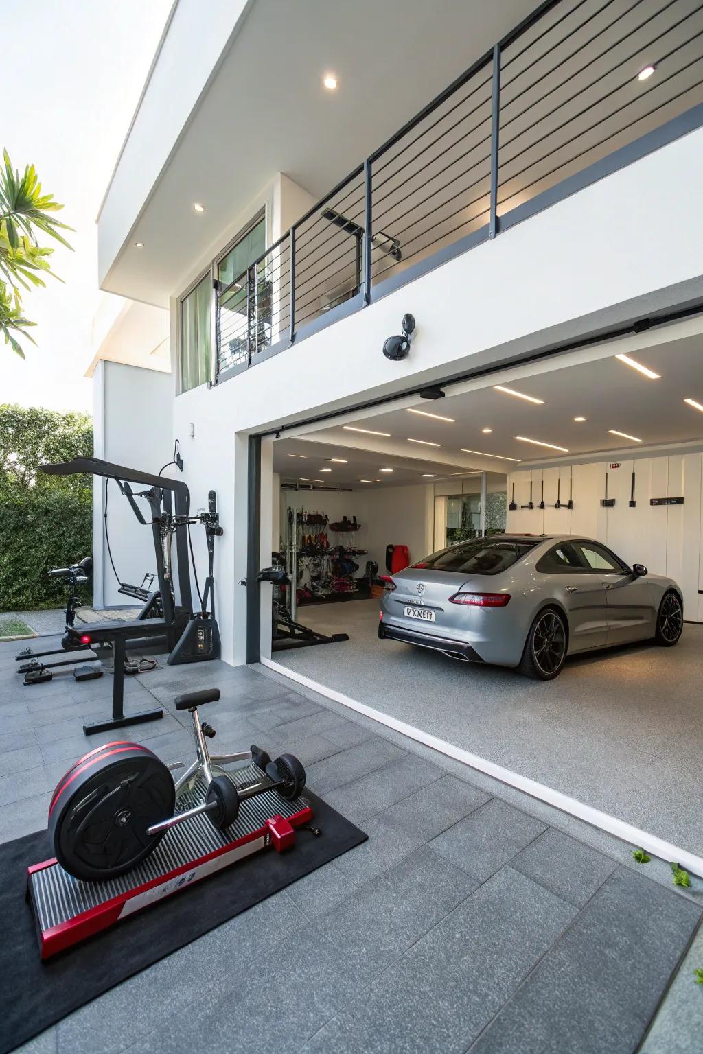 Design an adaptable area in your modern garage.