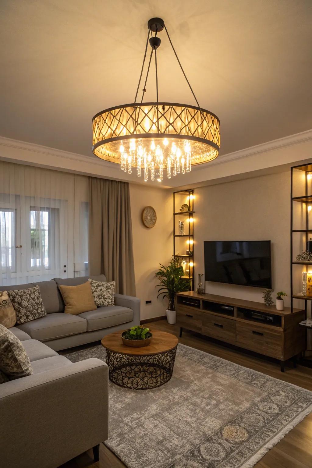 Soft lighting enhances grey and beige hues beautifully.
