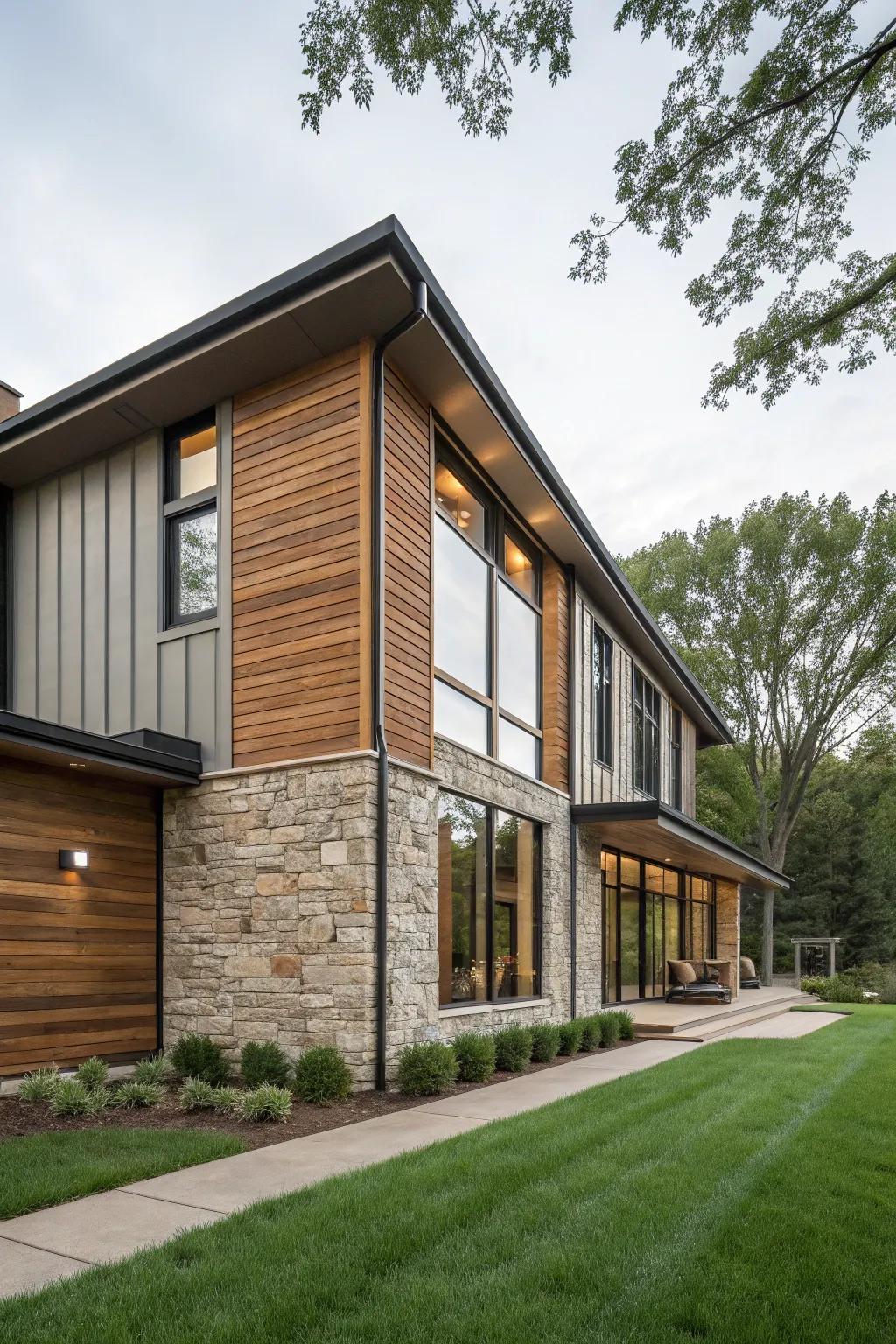 Eye-catching exterior featuring mixed cladding textures