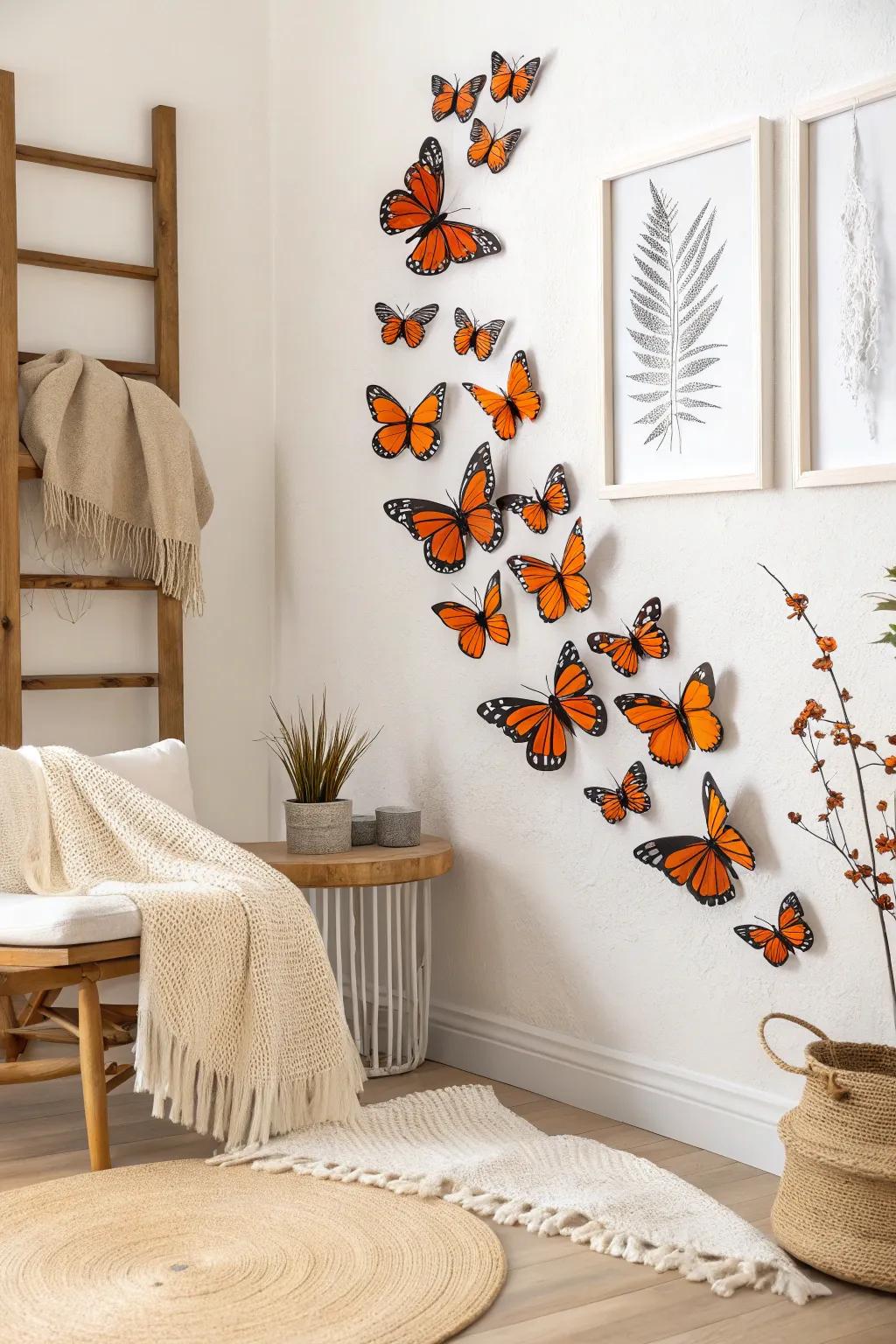 Invigorate your walls with spectacular three-dimensional butterfly artwork that appends dimension and hue to any setting.