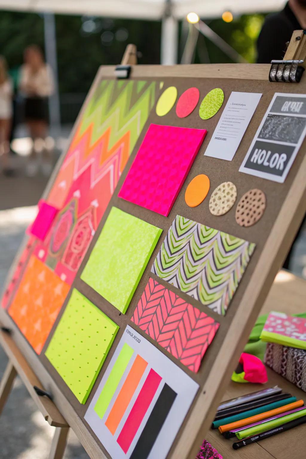 A vibrant mood board displaying striking color bursts.