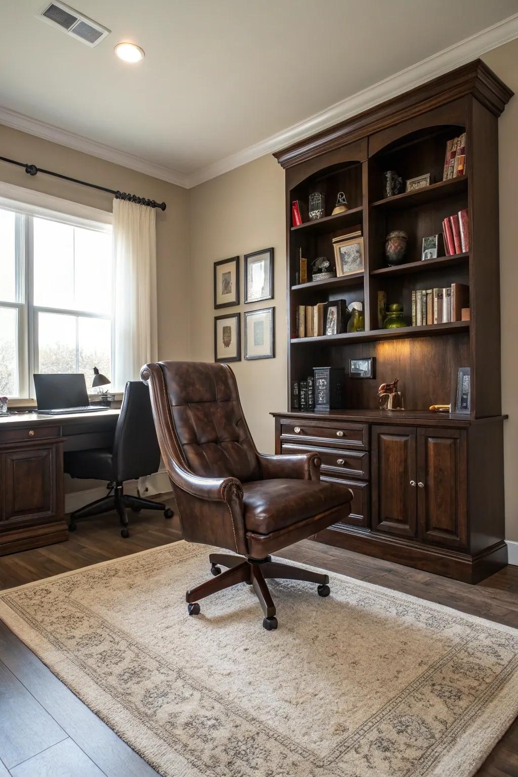 Lush textures add an attractive depth to this office setting.