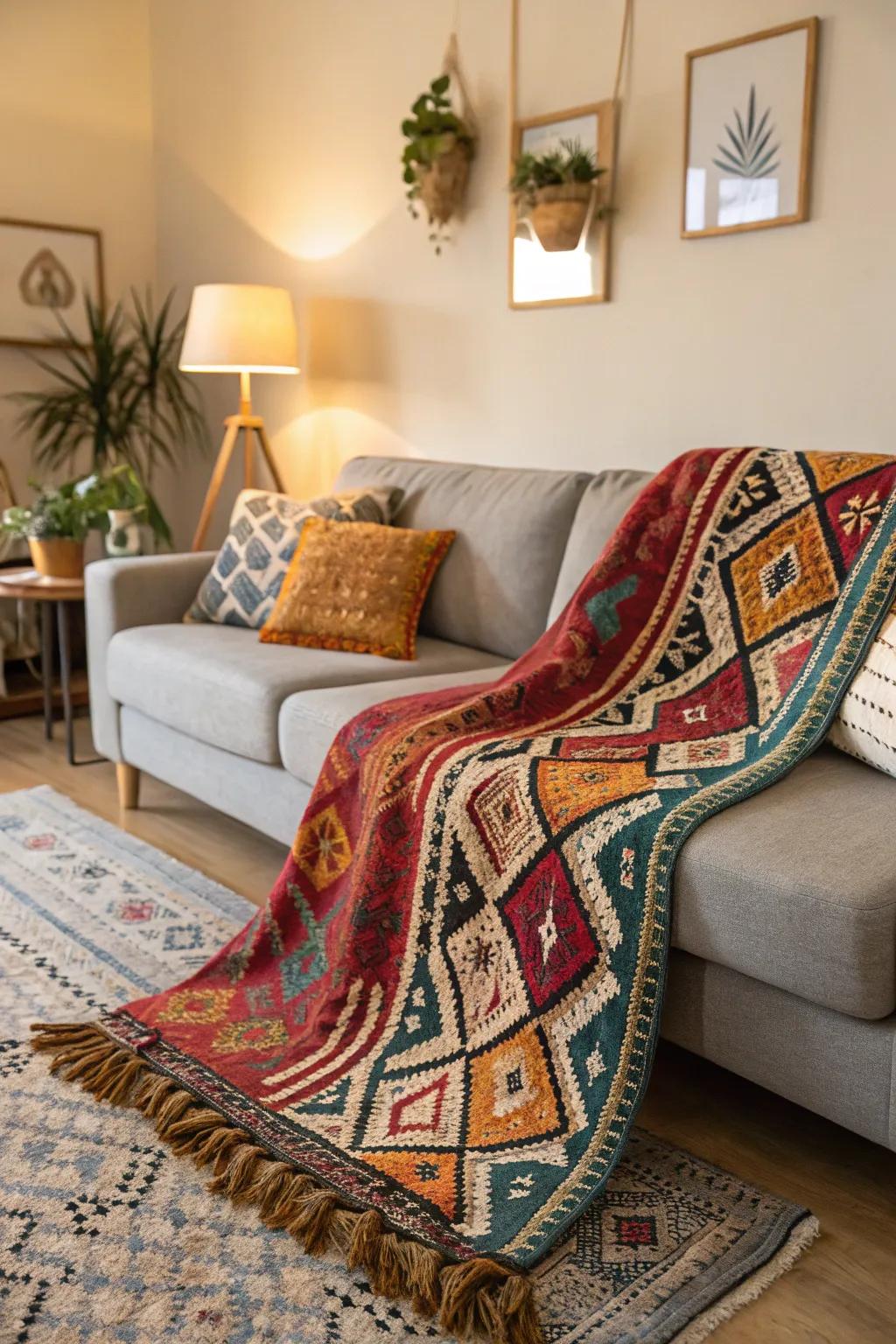 A Moroccan floor covering adding warmth and color to a modern living space.