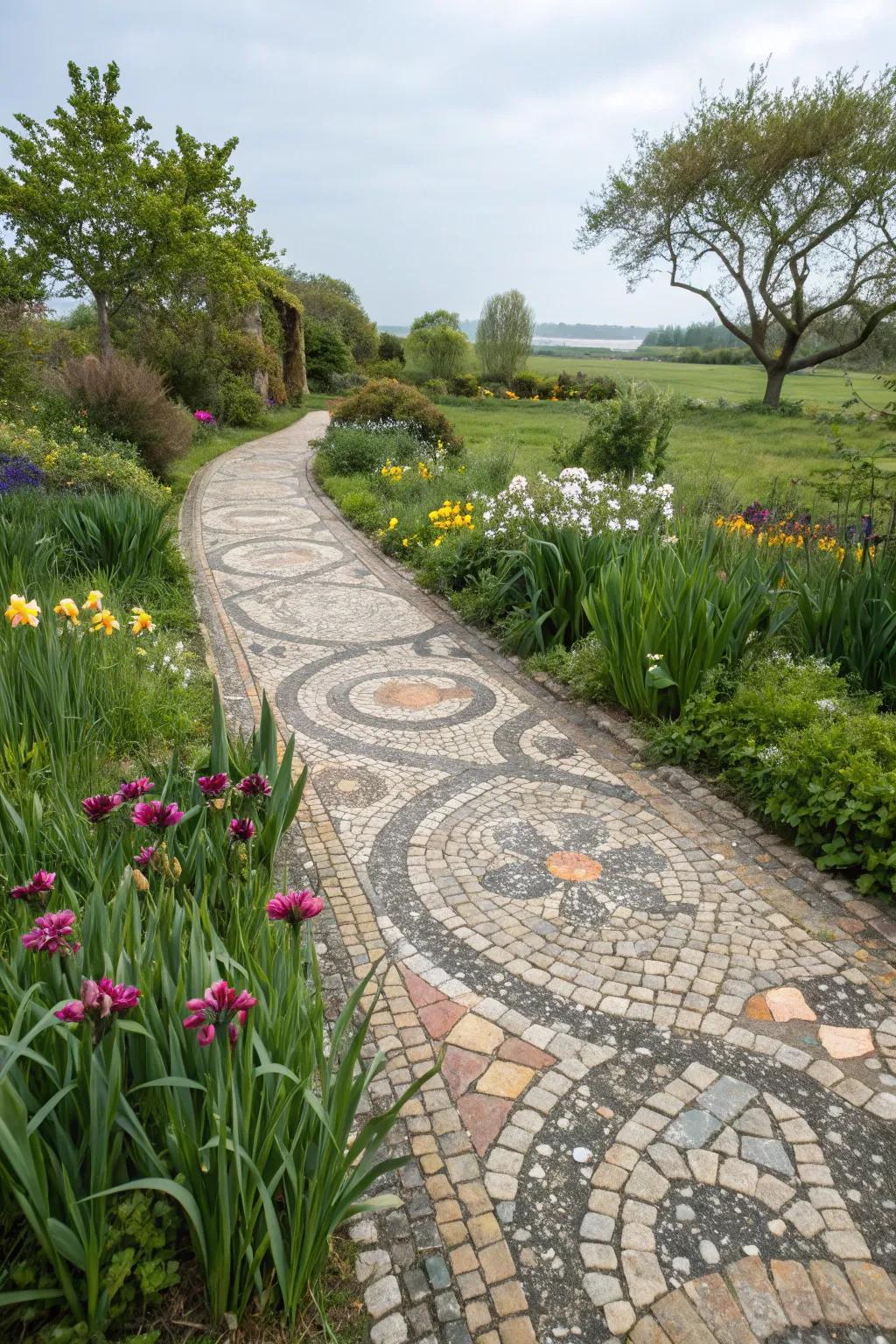 Natural stones introduce an earthy appeal to mosaic patterns.