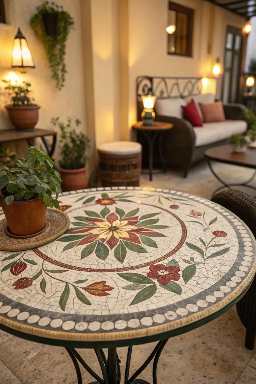 Floral mosaic designs infuse your home with the tranquility of nature.