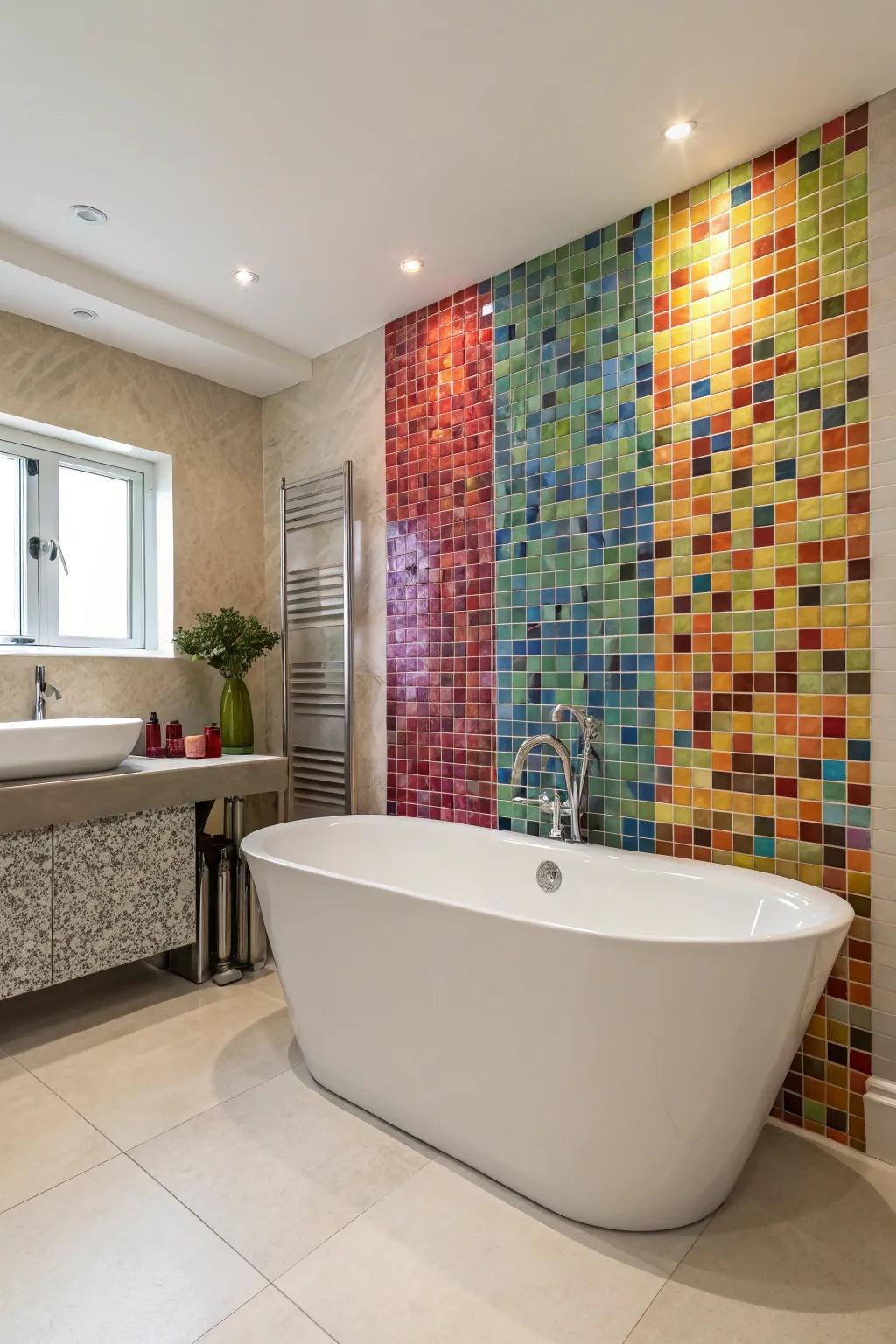 A remarkable mosaic feature wall can redefine your bathroom's vibe.