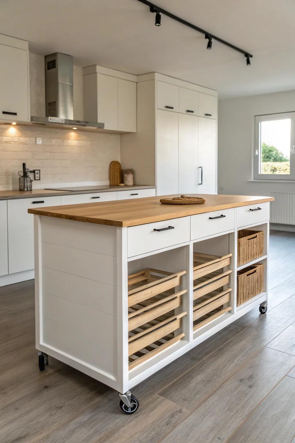 Creative storage solutions in a portable island