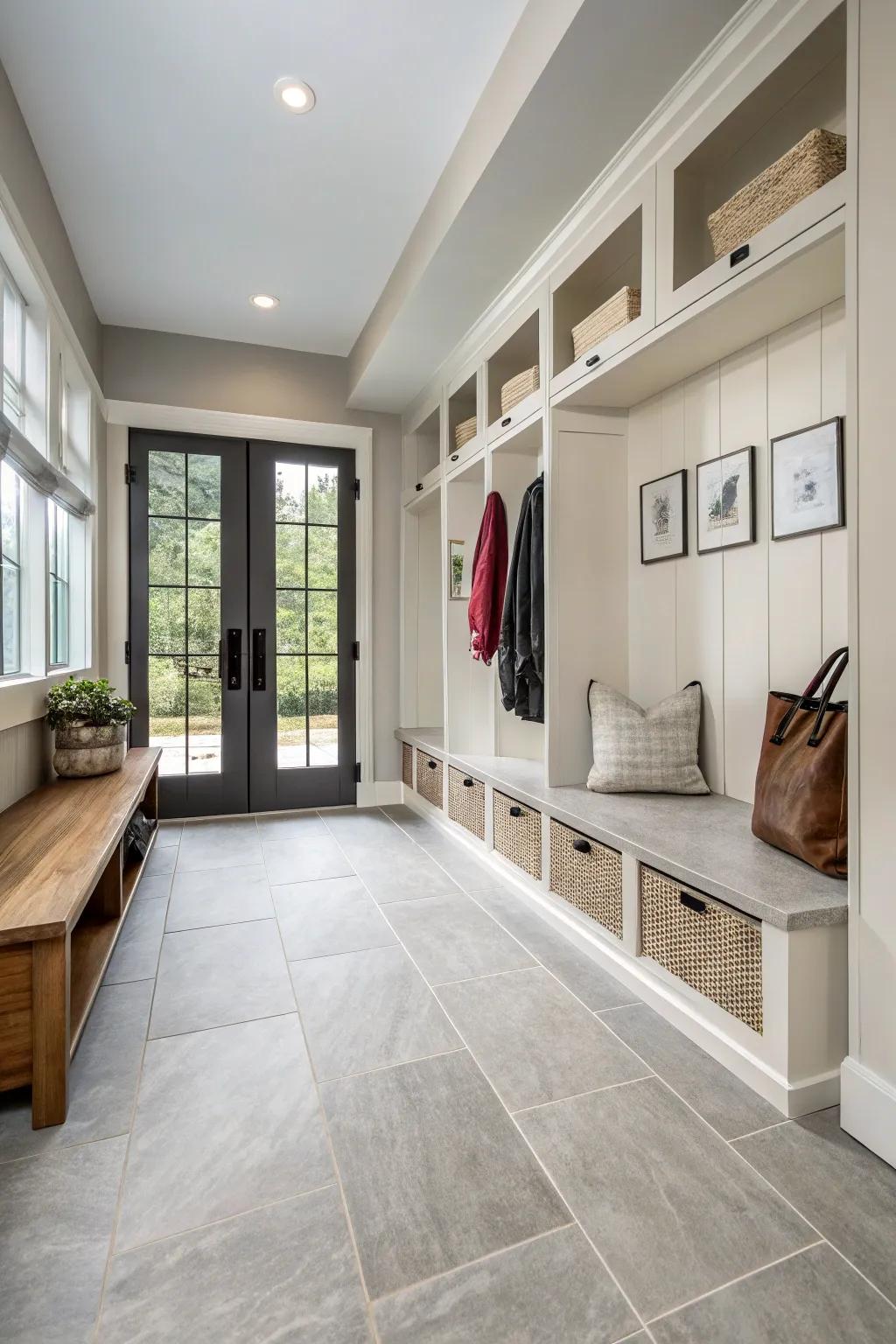Porcelain tiles give a refined, contemporary aesthetic with remarkable durability.