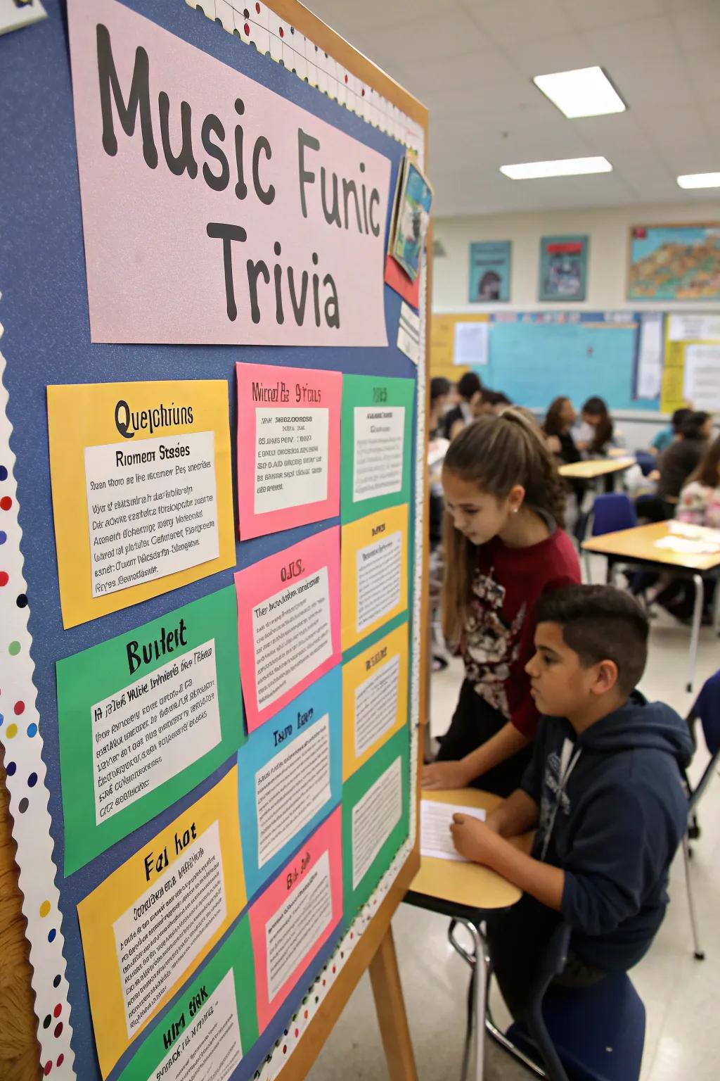 Interactive musical quiz board that encourages involvement.