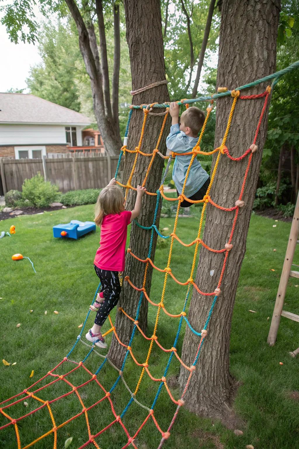 Rope nets offer a challenging climbing experience.