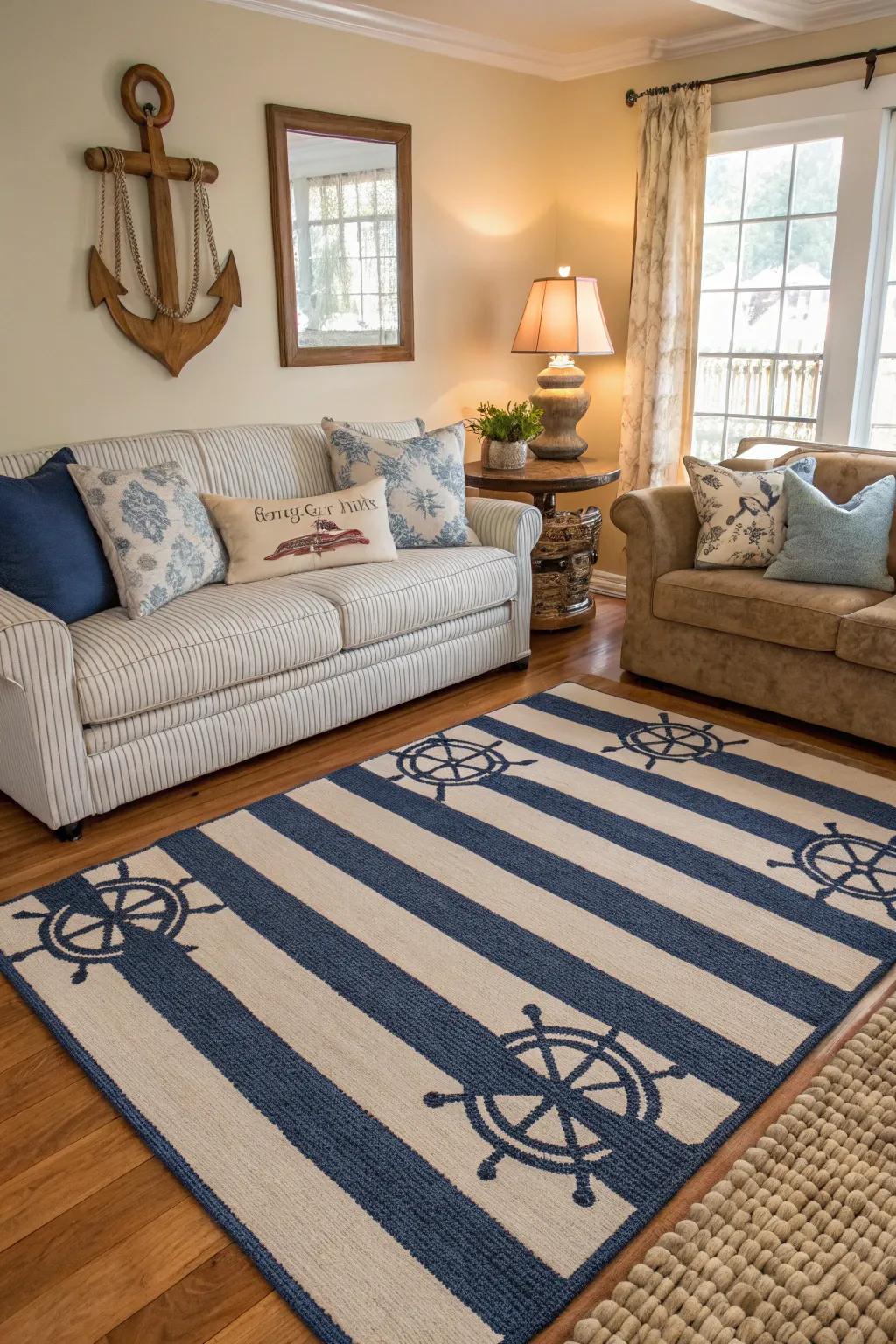 Linear motifs bring a timeless nautical feel to your decor.