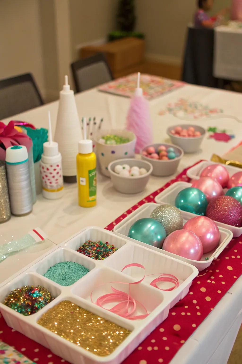 A joyful DIY ornament station designed to spark your holiday creativity.