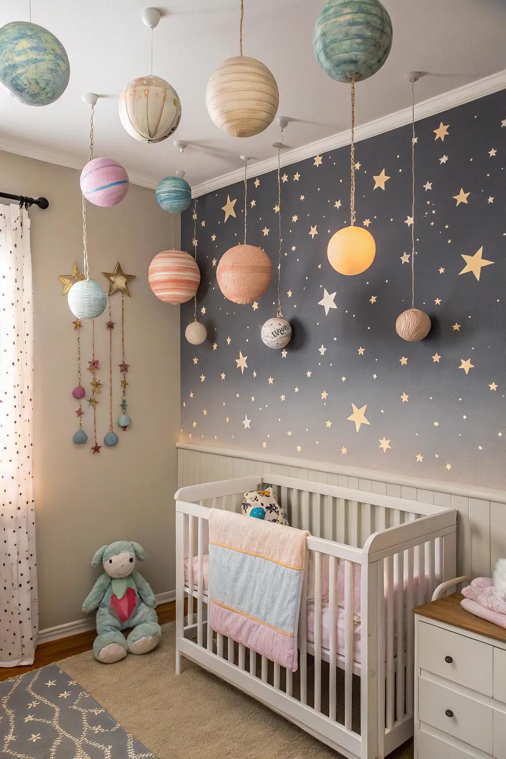 Explore the cosmos from the coziness of your nursery.