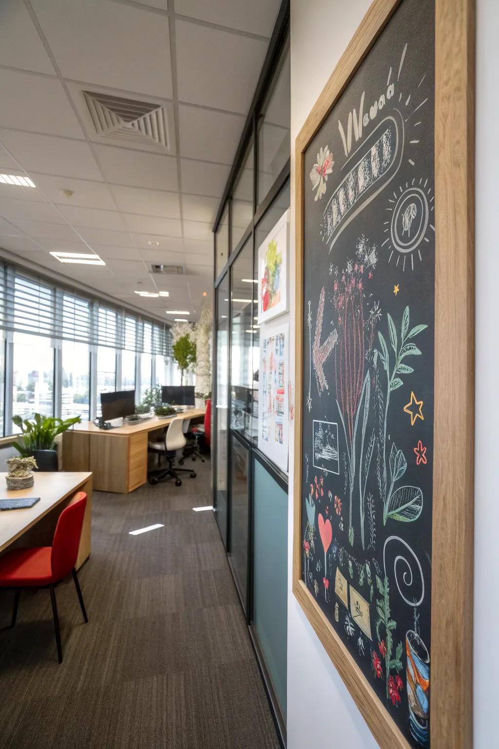 Elevate your office with inspirational chalkboard framed art.