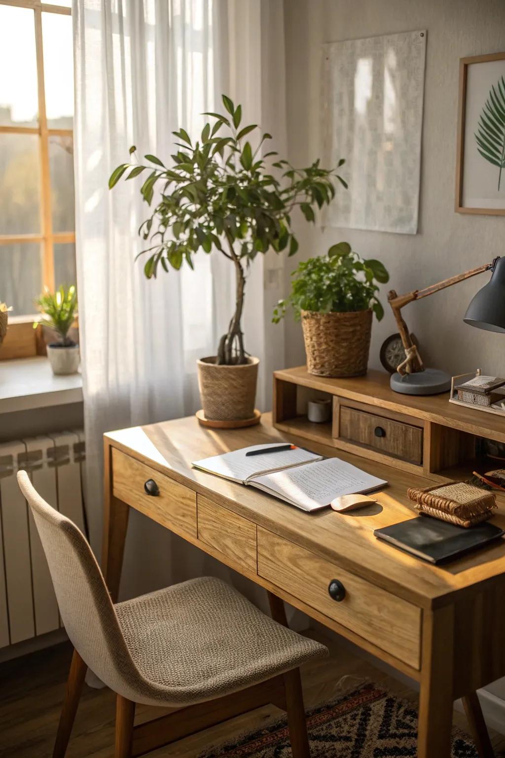 Where nature enhances productivity by introducing a touch of greenery.