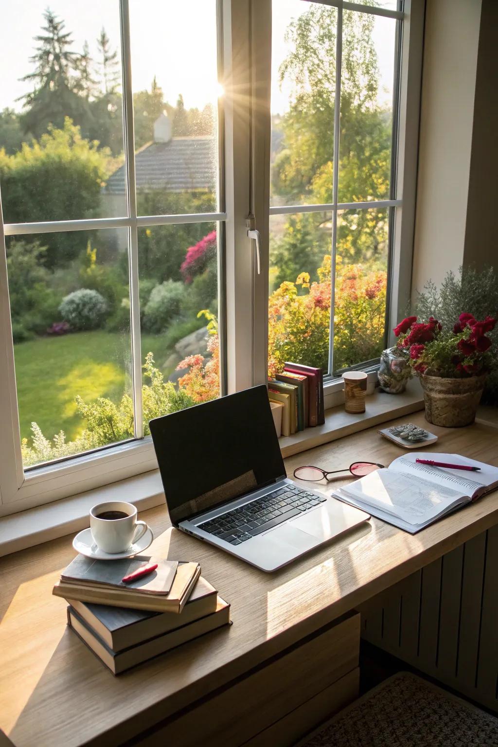 Sunlight has the ability to enhance your mood and increase productivity in your home office.
