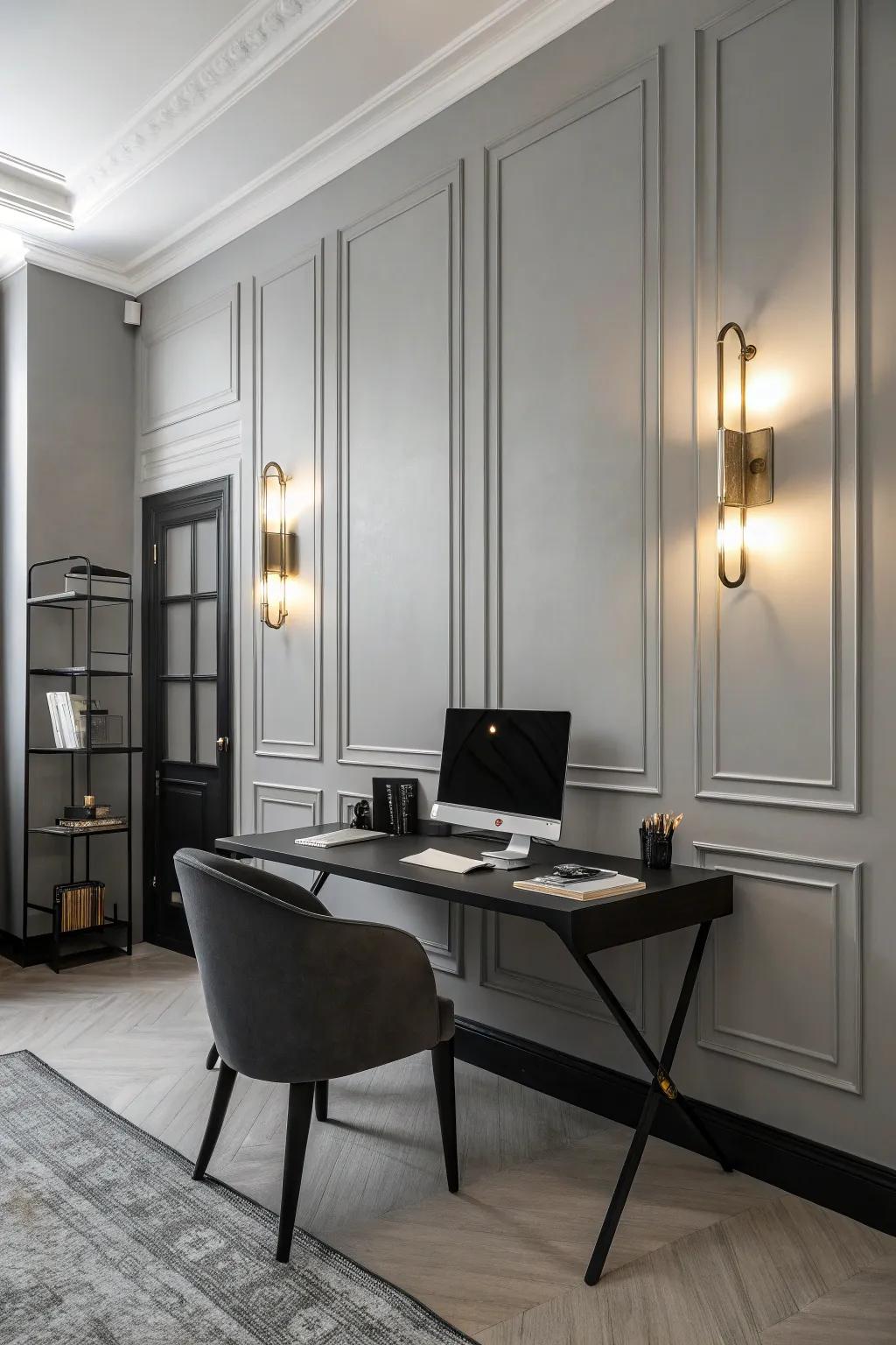 Simple lights complementing a clean office design.